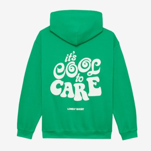 Lonely Ghost Cool To Care Swirly Heavyweight Hoodie Sweatshirt | Green | … - Picture 2 of 11